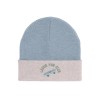 Merinowollen blauwe muts - Merino beanie nature/ steel blue 